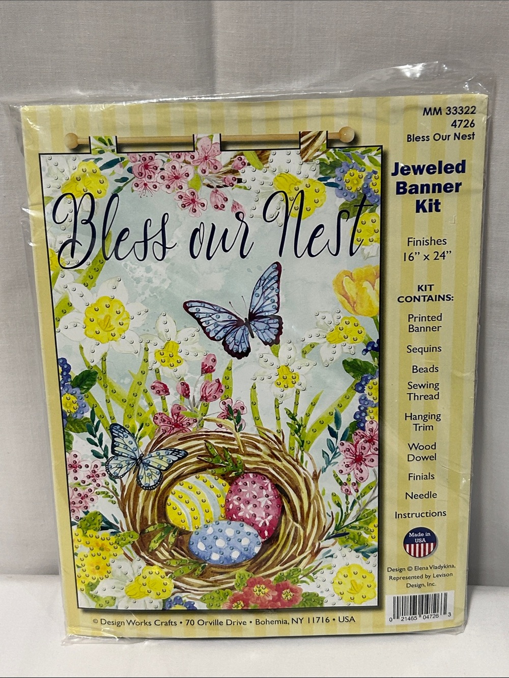 Design Works Crafts Jeweled Banner Kit # 4726 Bless Our Nest 16”x24”